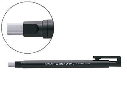 [63011] Portagomas tombow mono zero con clip goma rectangular 2,5 x 5 mm color negro