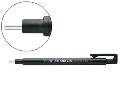 [63010] Portagomas tombow mono zero con clip goma redonda 2,3 mm diametro color negro