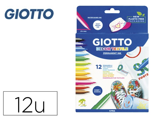 [59896] Rotulador giotto decor textile para camisetas 12 colores