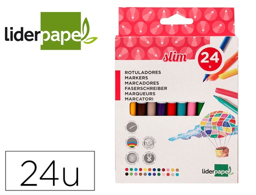 [52210] Rotulador liderpapel slim caja de 24 unidades colores surtidos