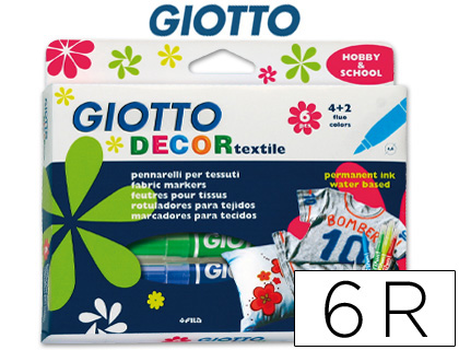 [43749] Rotulador giotto decor textile para camisetas 6 colores
