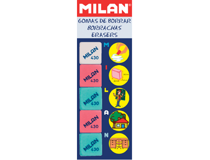 [41021] Goma de borrar milan 430-5 blister de 5 unidades
