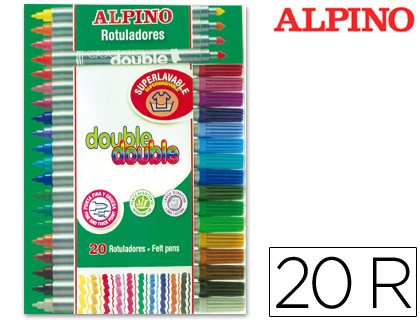 [36320] Rotulador alpino double double punta gruesa y punta fina caja de 20+4 colores surtidos