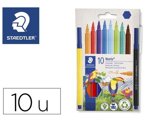 [33943] Rotulador staedtler noris 326 punta de fibra nuevo cuerpo hexagonal caja de 10 unidades colores surtidos