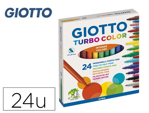 [28839] Rotulador giotto turbo color caja de 24 colores lavables con punta bloqueada