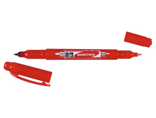 [170885] Rotulador tombow mono twin permanente doble punta fina y gruesa color rojo