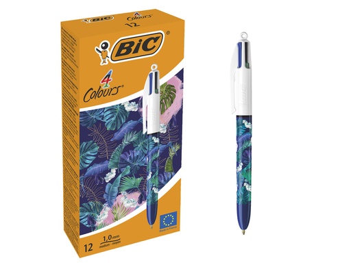 [170832] Boligrafo bic cuatro colores botanico punta de 1 mm caja de 12 unidades