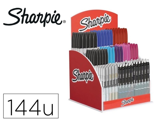 [169708] Expositor sharpie de sobremesa acrilico con 120 rotuladores permanentes y 24 boligrafos gel colores