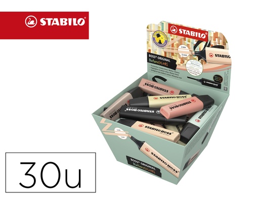 [169643] Rotulador stabilo boss pastel fluorescente 70 nature colors expositor cesta de 30 unidades colores surtidos