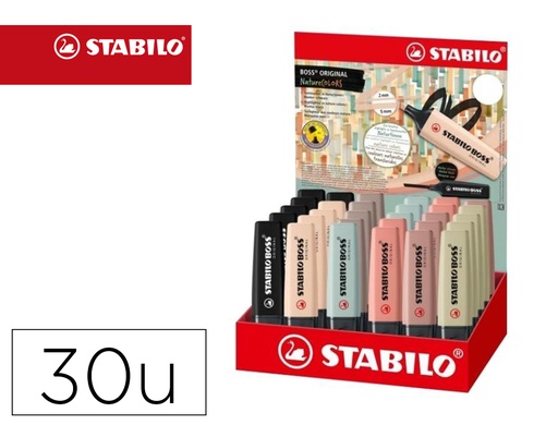 [169642] Rotulador stabilo boss pastel fluorescente 70 nature colors expositor de 30 unidades colores surtidos