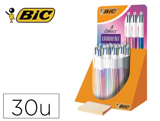 [167995] Boligrafo bic cuatro colores gradiente expositor de 30 unidades colores surtidos