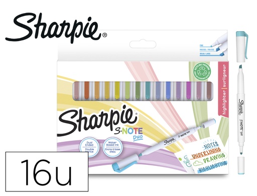 [167523] Rotulador sharpie s-note duo blister de 16 unidades colores surtidos