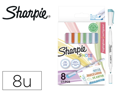 [167522] Rotulador sharpie s-note duo asst blister de 8 unidades colores surtidos