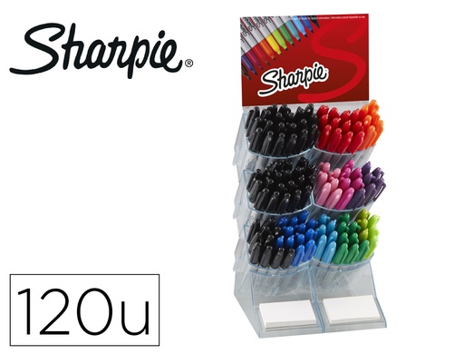 [167518] Rotulador sharpie fine expositor sobremesa de 120 unidades colores surtidos