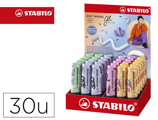 [167485] Rotulador stabilo boss fluorescente original pastel by ju schnee expositor de 30 unidades colores surtidos