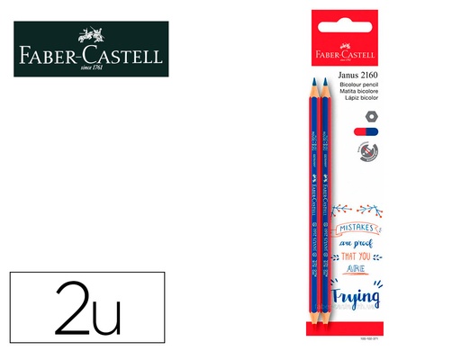 [166793] Lapices bicolor fino faber castell 2160-rb hexagonal rojo/azul blister de 2 unidades