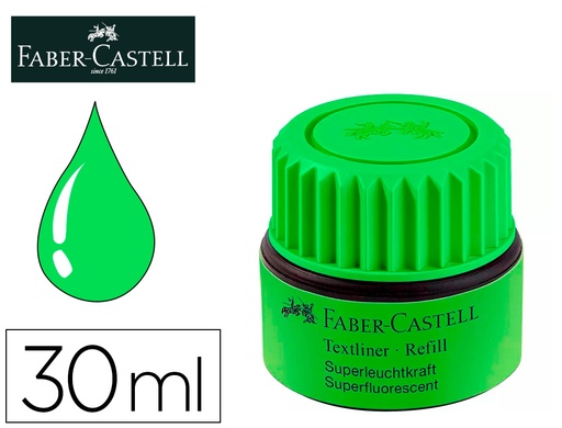 [166024] Tinta rotulador faber castell textliner fluorescente 1549 con sistema capilar color verde bote 30 ml
