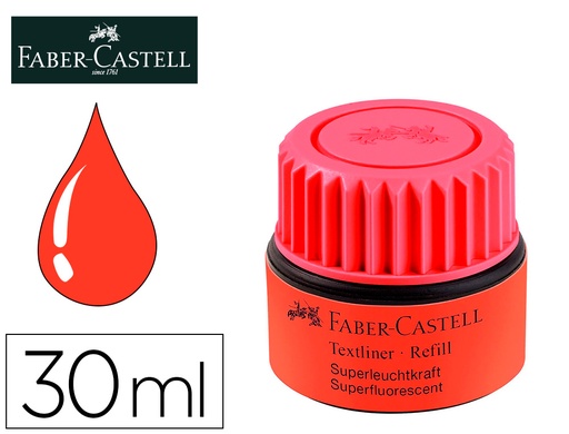 [166022] Tinta rotulador faber castell textliner fluorescente 1549 con sistema capilar color rojo bote 30 ml