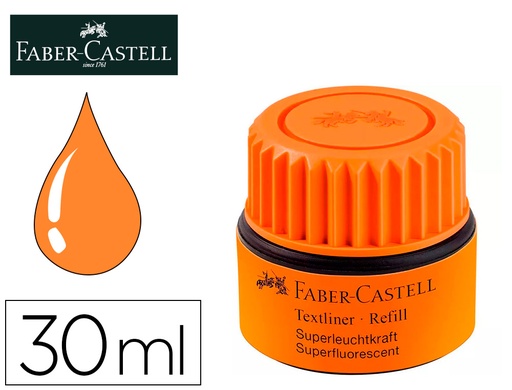 [166021] Tinta rotulador faber castell textliner fluorescente 1549 con sistema capilar color naranja bote 30 ml