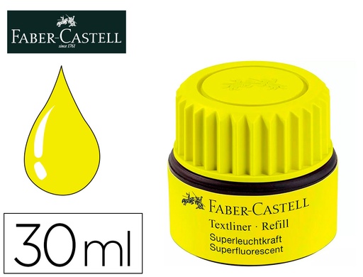 [166019] Tinta rotulador faber castell textliner fluorescente 1549 con sistema capilar color amarillo bote 30 ml