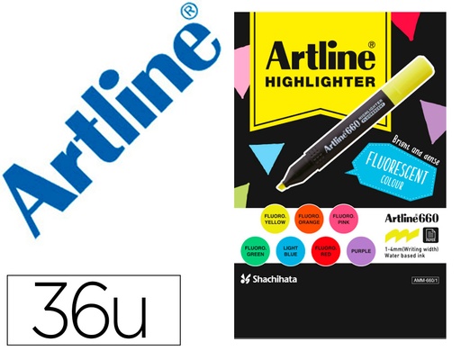 [165841] Rotulador artline fluorescente ek-660 expositor de 36 unidades colores surtidos