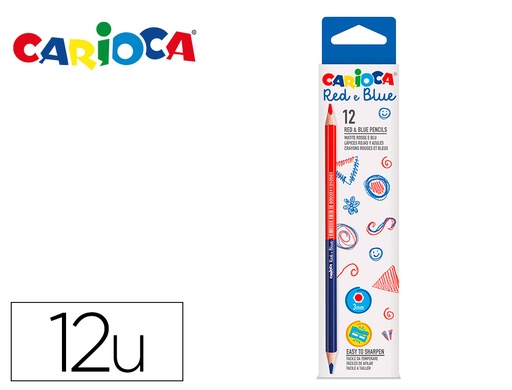 [165379] Lapices bicolor carioca rojo/azul caja de 12 unidades