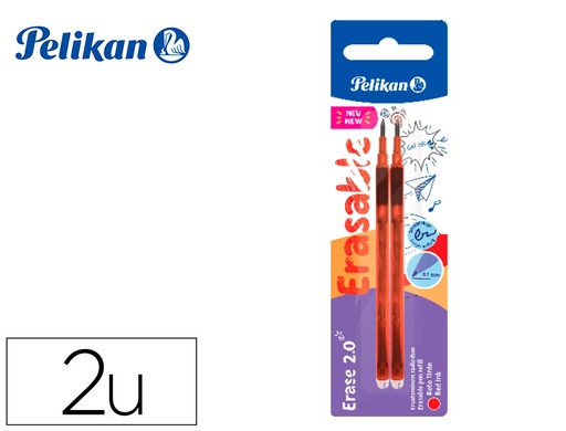 [165308] Recambio roller pelikan erase 2.0 color rojo blister de 2 unidades