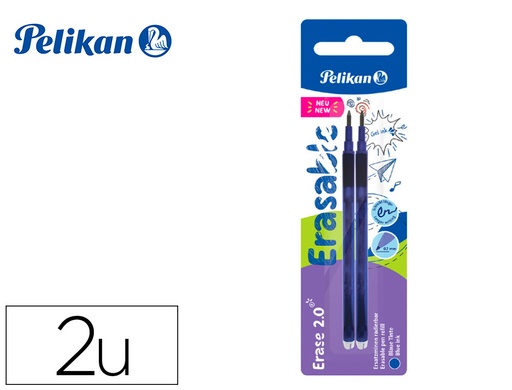 [165306] Recambio roller pelikan erase 2.0 color azul blister de 2 unidades