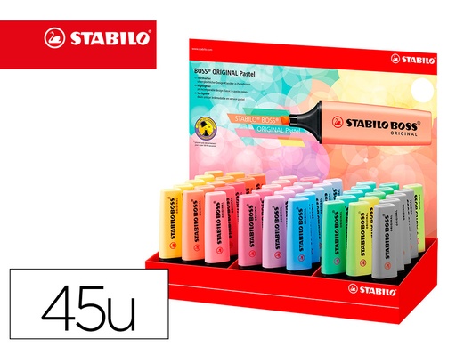 [165044] Rotulador stabilo boss fluorescente 70 pastel expositor de 45 unidades colores surtidos
