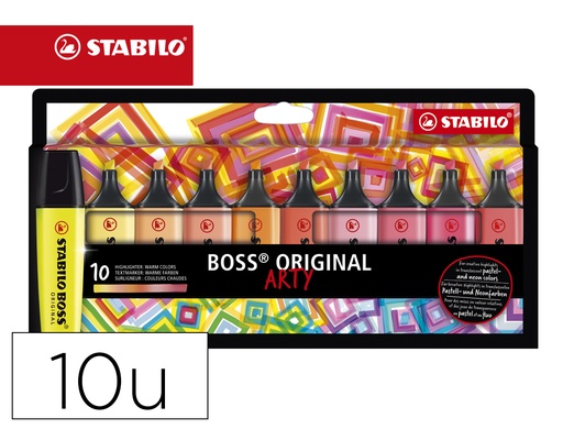 [165041] Rotulador stabilo boss fluorescente 70 arty line colores calidos estuche carton de 10 unidades colores
