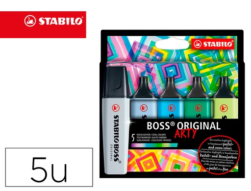 [165040] Rotulador stabilo boss fluorescente 70 arty line colores frios estuche carton de 5 unidades colores