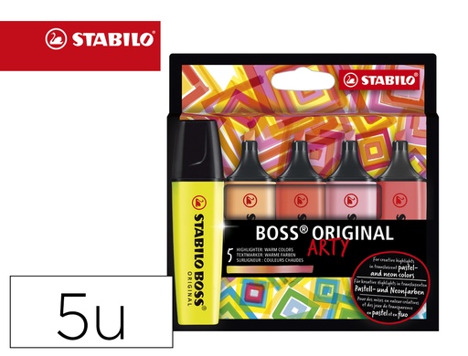 [165039] Rotulador stabilo boss fluorescente 70 arty line colores calidos estuche carton de 5 unidades colores