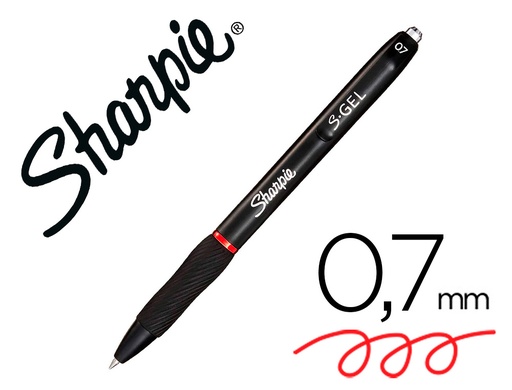 [164952] Boligrafo sharpie retractil tinta gel punta 0,7 mm color rojo