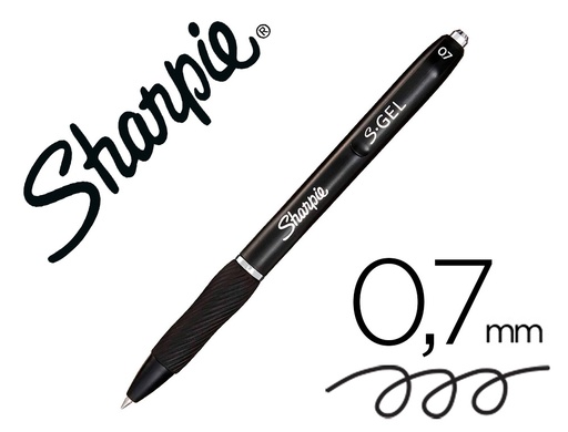 [164950] Boligrafo sharpie retractil tinta gel punta 0,7 mm color negro