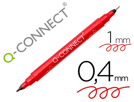 [164170] Rotulador q-connect marcador permanente doble punta color rojo 0,4 mm y 1 mm