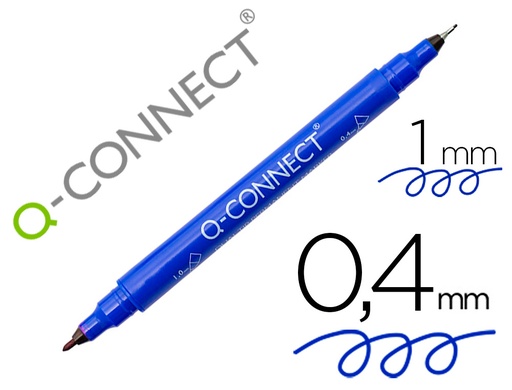 [164169] Rotulador q-connect marcador permanente doble punta color azul 0,4 mm y 1 mm