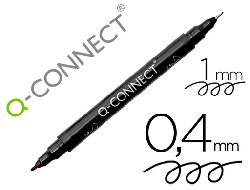 [164168] Rotulador q-connect marcador permanente doble punta color negro 4 mm y 1 mm