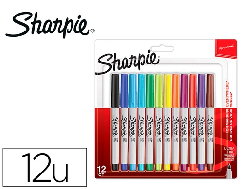 [163623] Rotulador sharpie permanente ultrafino blister 12 unidades colores surtidos