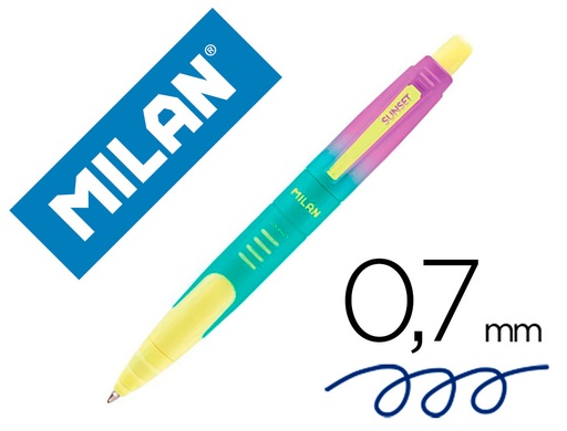 [163561] Boligrafo milan compact sunset retractil tinta azul punta 1 mm colores surtidos