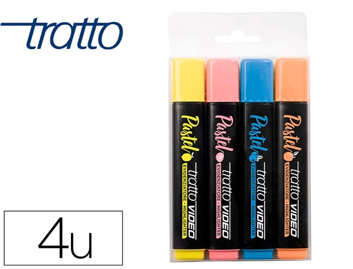 [162502] Rotulador tratto video fluorescente pastel blister de4 unidades colores surtidos