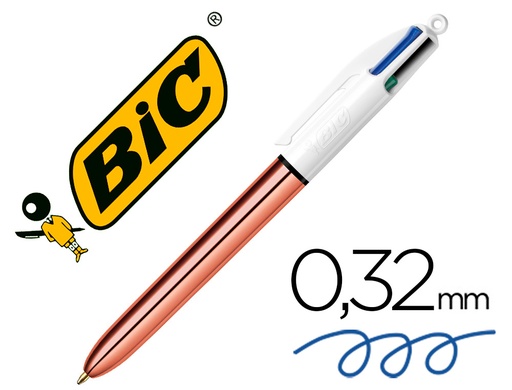 [162194] Boligrafo bic cuatro colores shine oro rosa punta de 1 mm