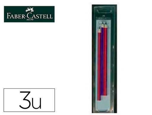 [161366] Lapices bicolor fino faber castell 2160-rb hexagonal rojo/azul blister de 3 unidades
