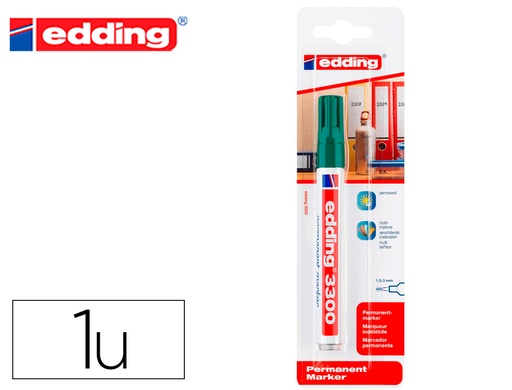 [161365] Rotulador edding marcador permanente 3000 n.4 verde punta redonda 1,5-3 mm blister de 1 unidad