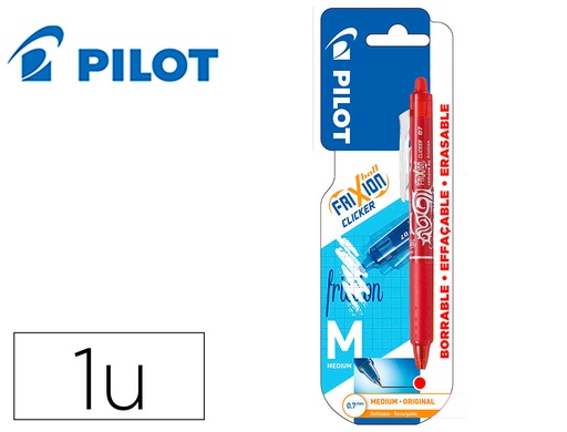 [161346] Boligrafo pilot frixion clicker borrable 0,7 mm punta media rojo en blister