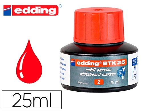 [160496] Tinta rotulador edding pizarra blanca btk-25 color rojo bote 25 ml