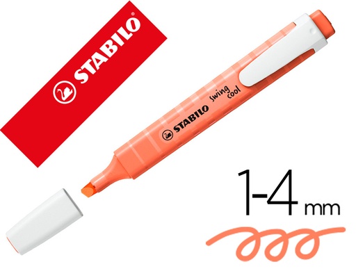 [160470] Rotulador stabilo fluorescente fino swing cool pastel coral meloso