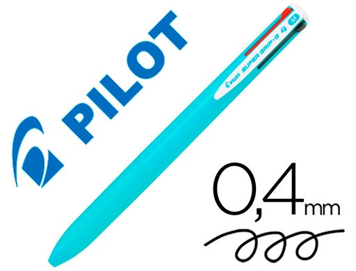 [159897] Boligrafo pilot super grip g 4 colores retractil sujecion de caucho tinta base de aceite cuerpo color azul