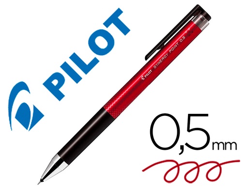 [159895] Boligrafo pilot synergy point retractil sujecion de caucho tinta gel 0,5 mm rojo