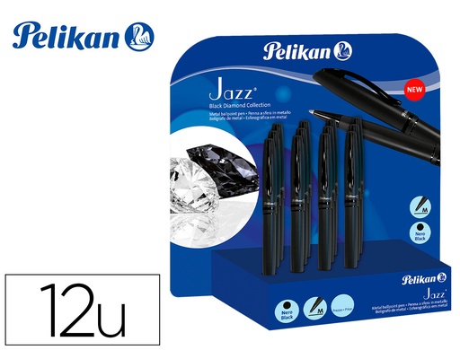 [159285] Boligrafo pelikan jazz black diamond expositor de 12 unidades