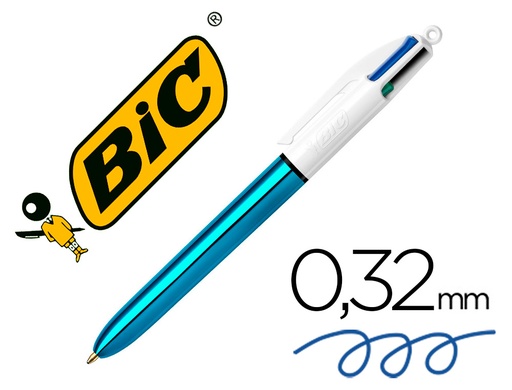 [156957] Boligrafo bic cuatro colores shine azul punta de 1 mm
